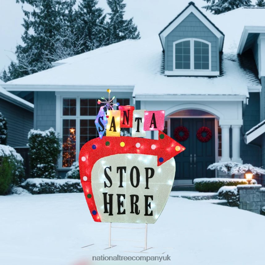 decoration | National Tree Company 50\ Pre-Lit Vintage Vegas Santa Sign F2L4F588